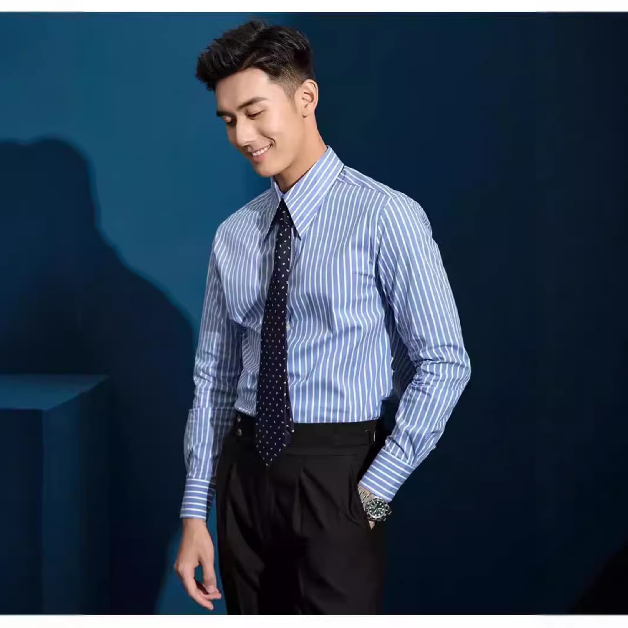 ストライプ シャツ 清涼感溢れる上質ストライプドレスシャツ