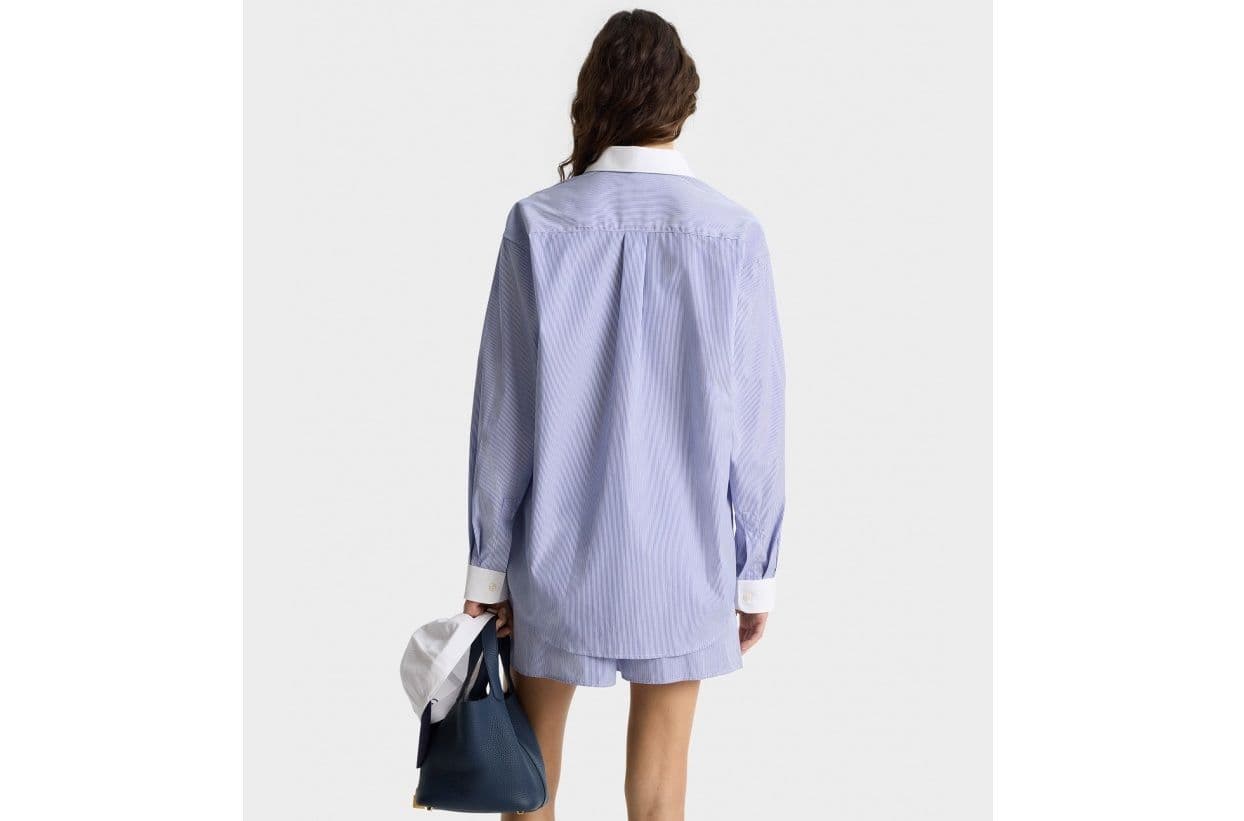 ストライプシャツ 上質ホワイトカラー ストライプ長袖シャツ