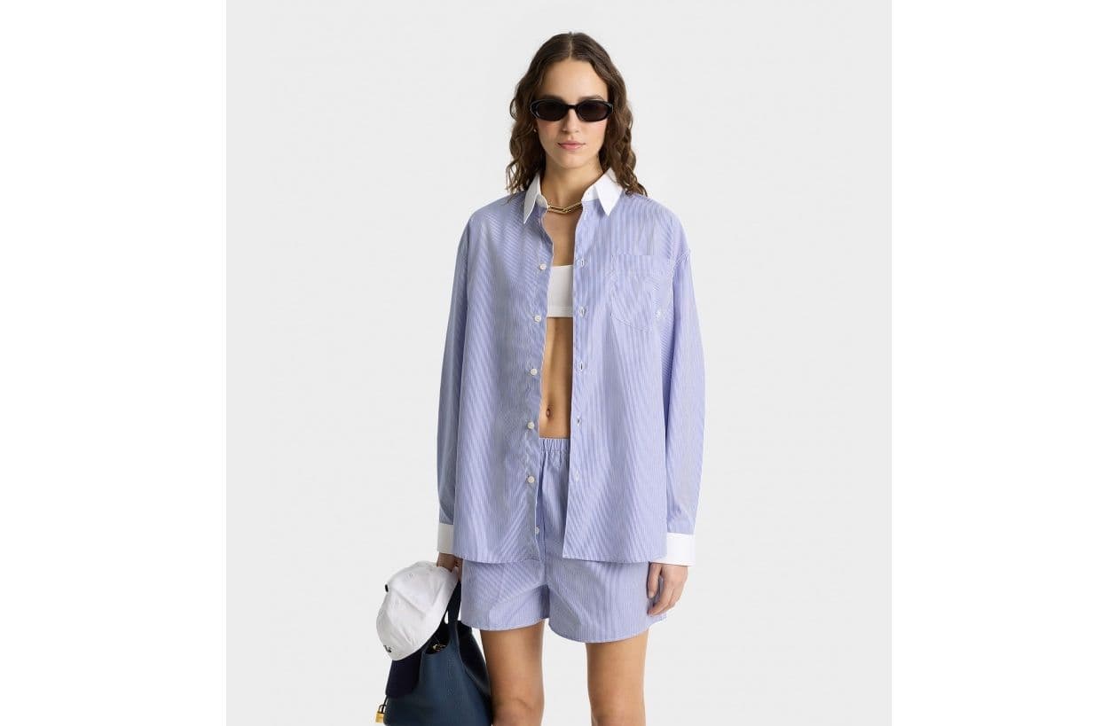 ストライプシャツ 上質ホワイトカラー ストライプ長袖シャツ