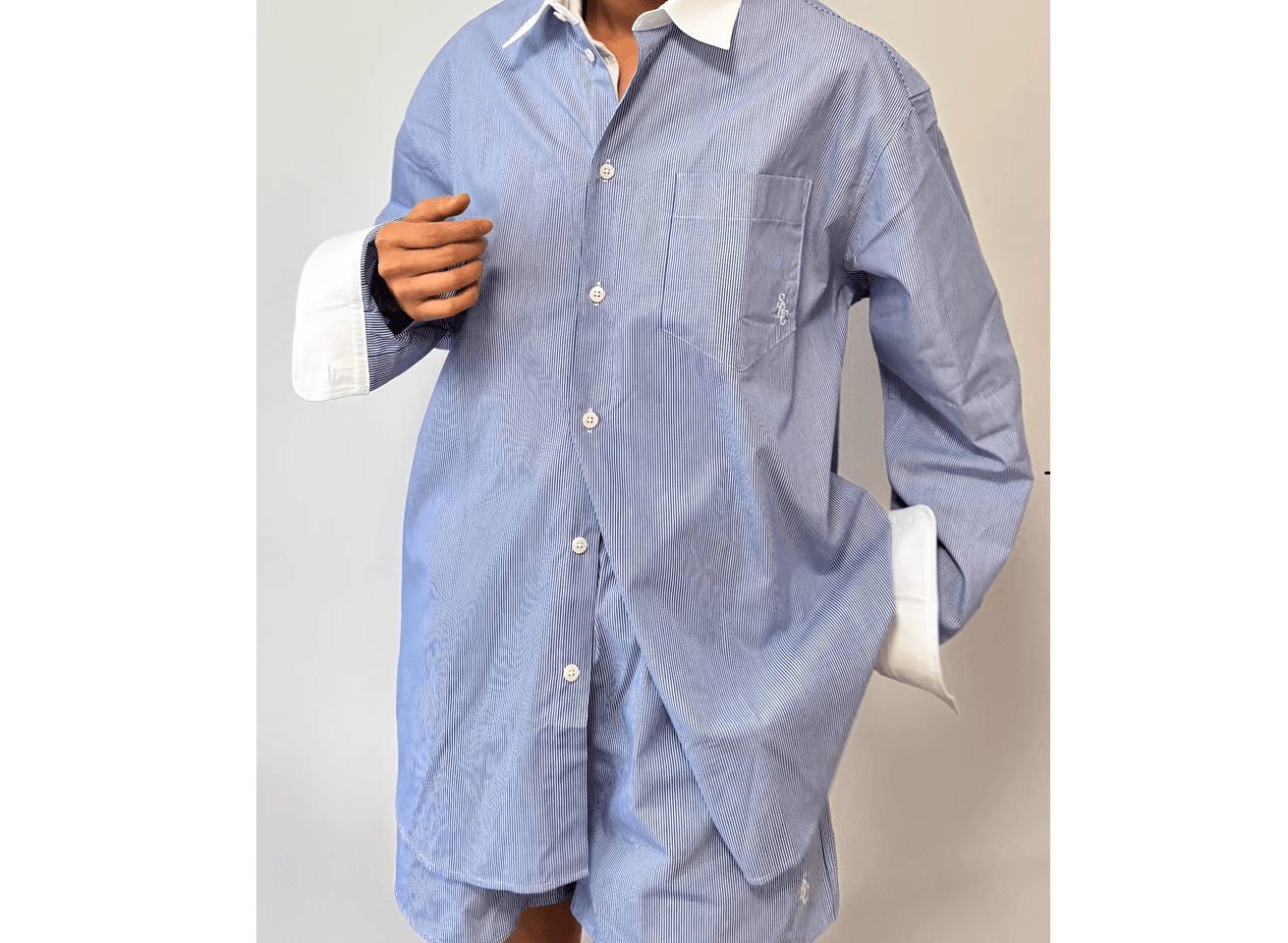 ストライプシャツ 上質ホワイトカラー ストライプ長袖シャツ