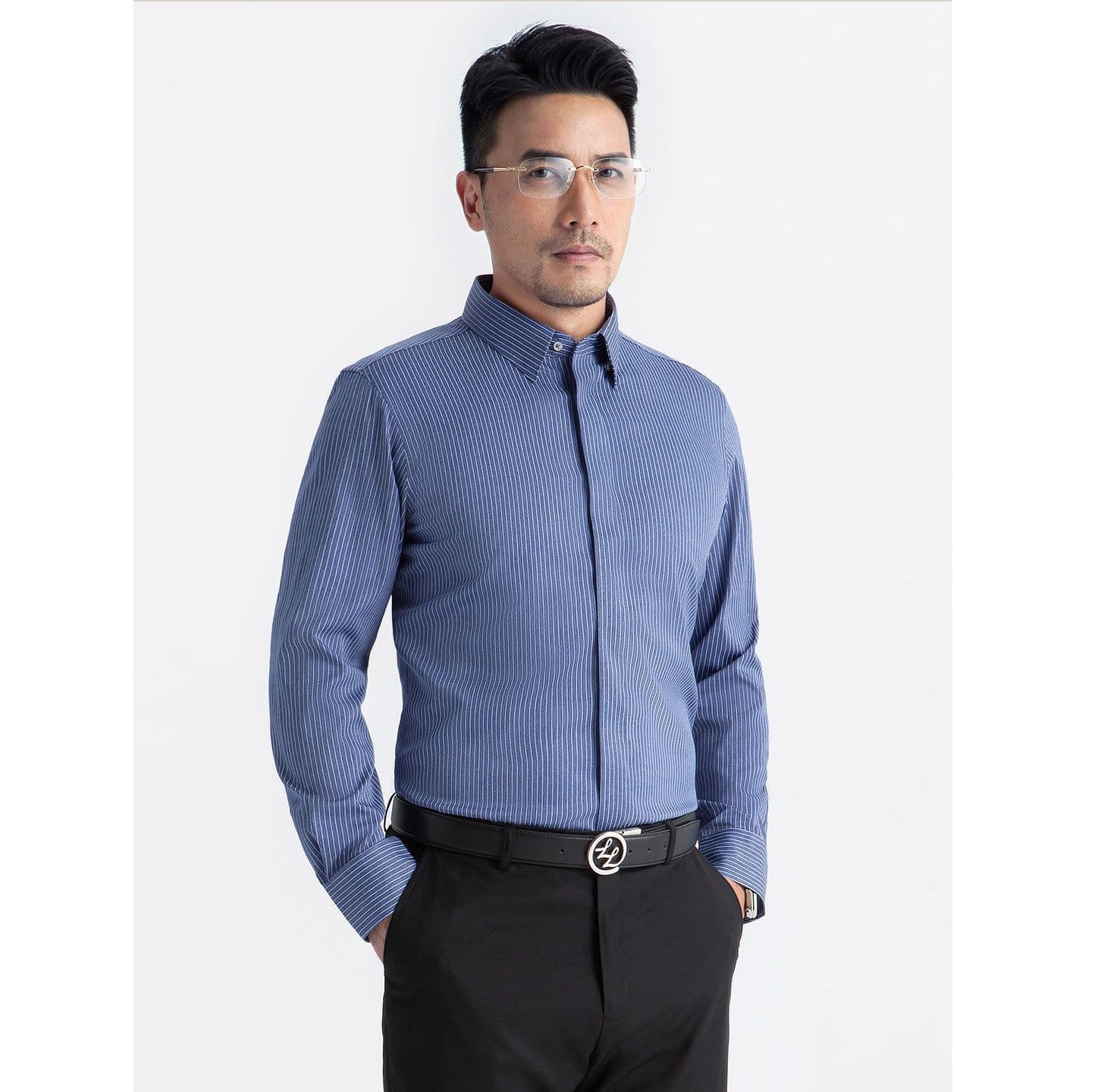 ストライプシャツ 柔らか着心地ストライプビジネスシャツ