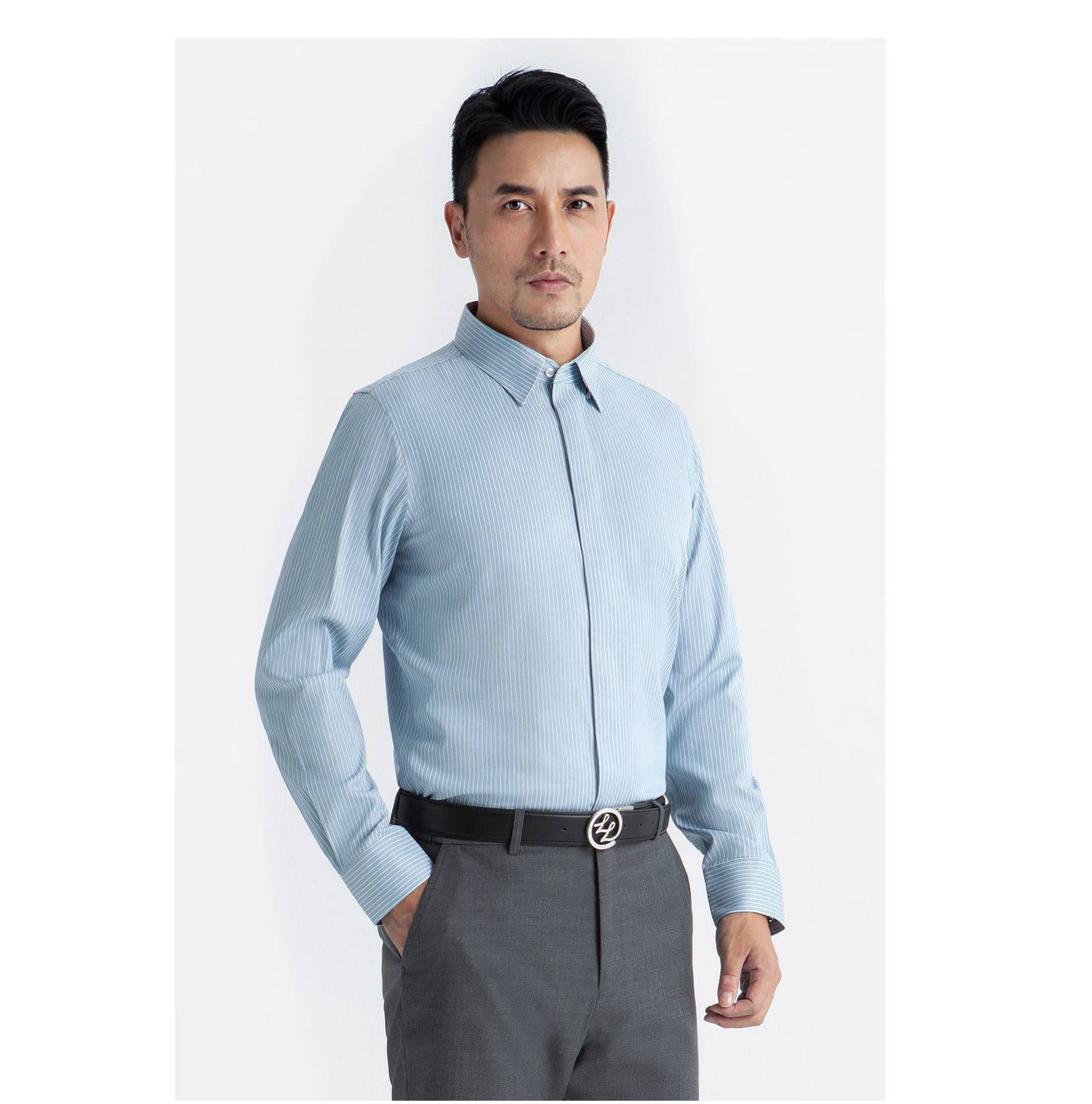 ストライプシャツ 柔らか着心地ストライプビジネスシャツ