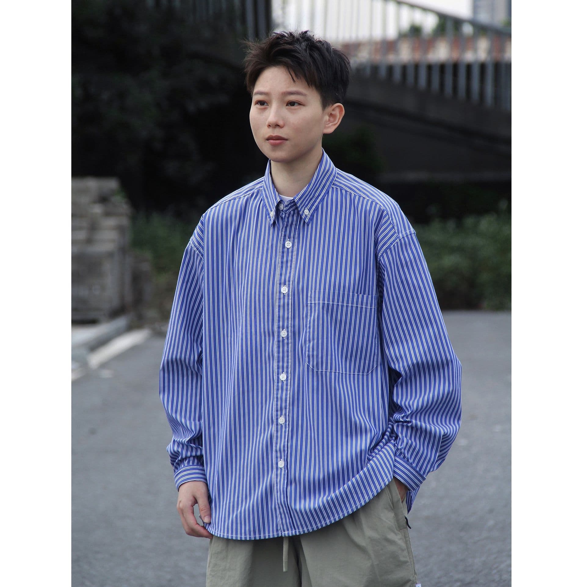 ストライプシャツ ゆったりシルエット ストライプ柄シャツ
