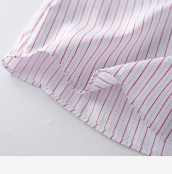 ストライプシャツ 優美ウエストリボン縦縞シャツ