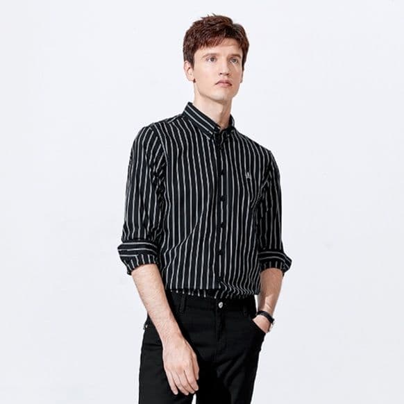 ストライプシャツ 縦縞柄ボタンダウンシャツ