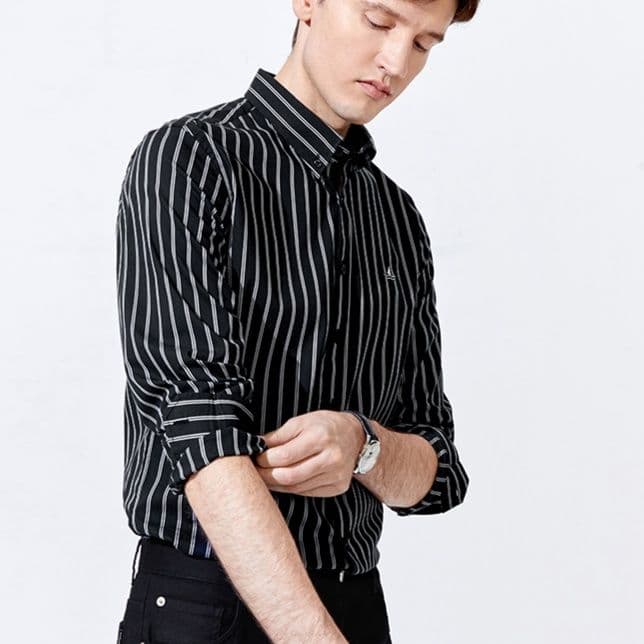 ストライプシャツ 縦縞柄ボタンダウンシャツ