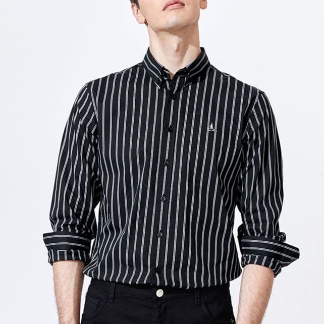 ストライプシャツ 縦縞柄ボタンダウンシャツ