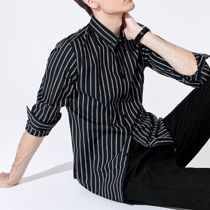 ストライプシャツ 縦縞柄ボタンダウンシャツ