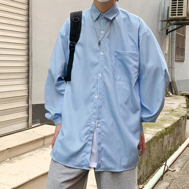 オーバーサイズ ストライプ シャツ 