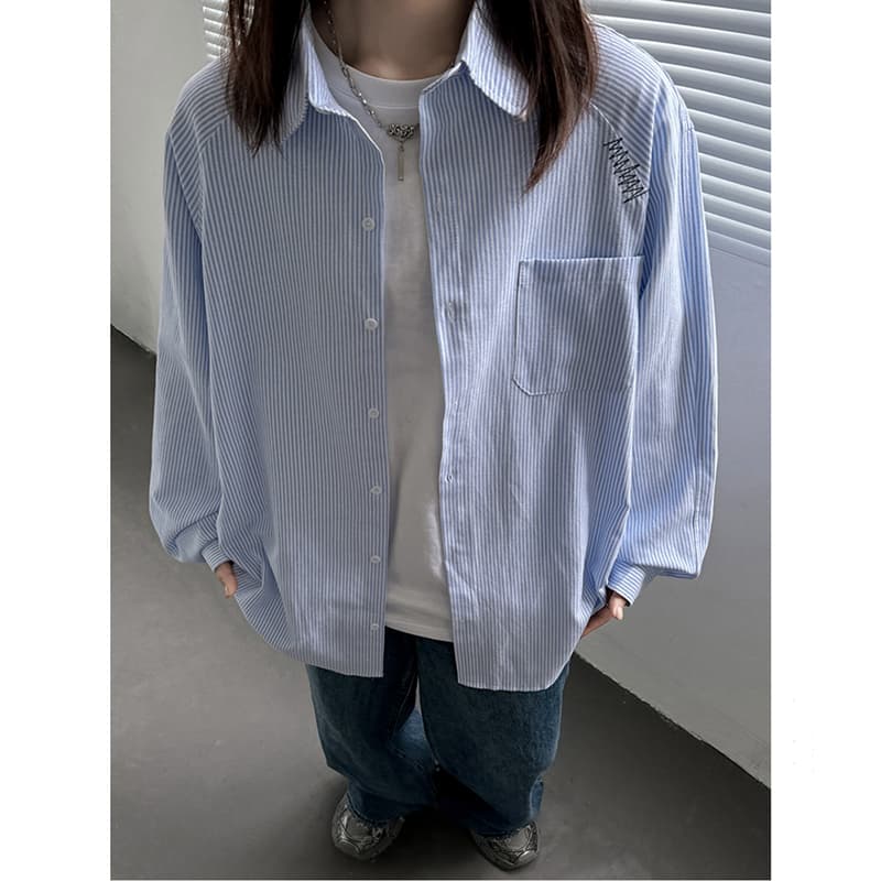 ストライプシャツ ゆったりシルエット ストライプシャツ