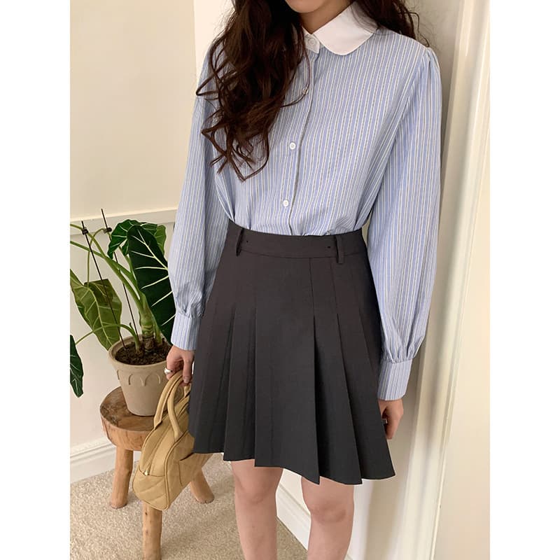 ストライプ シャツ クラシカル ピーターパン ストライプブラウス