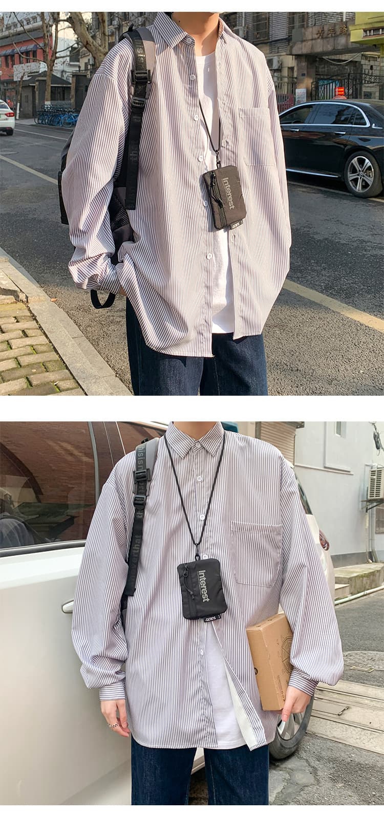 オーバーサイズ ストライプ シャツ 