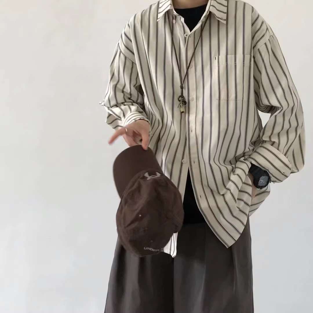 オーバーサイズ ストライプ シャツ