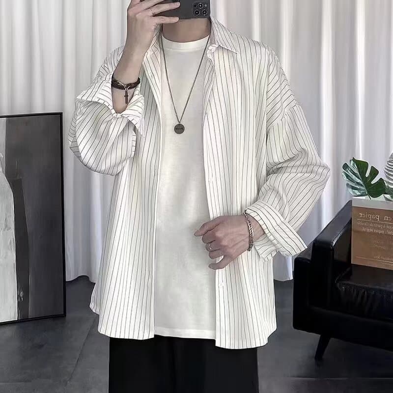 ゆったりシルエット ストライプ シャツ