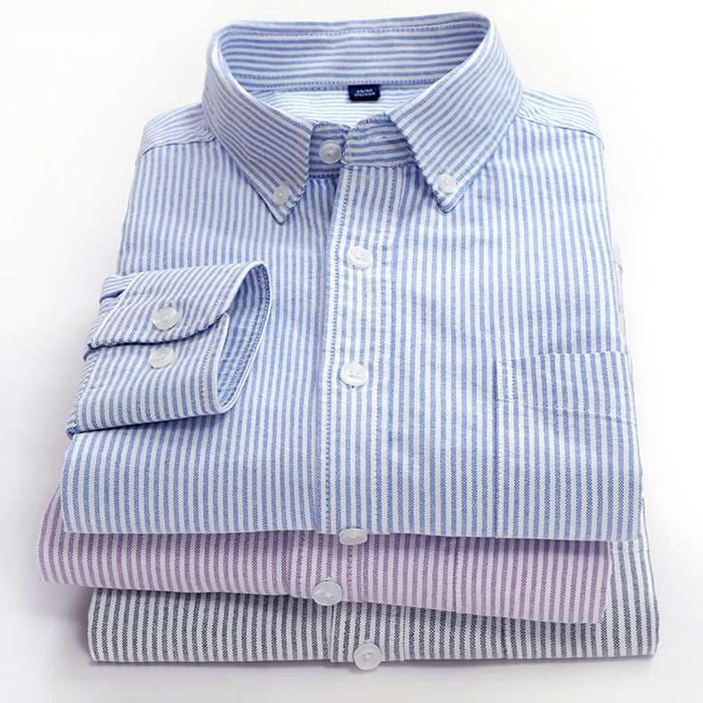 ボタンダウン細ストライプ シャツ