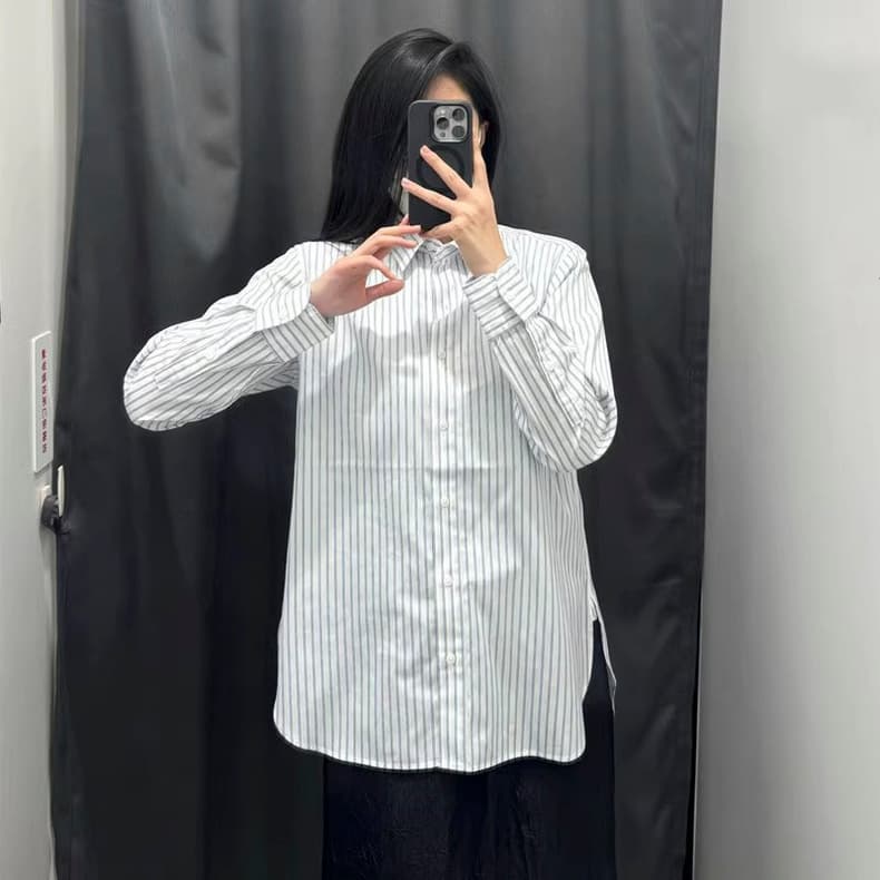 ストライプ シャツ ベーシックロングストライプシャツ