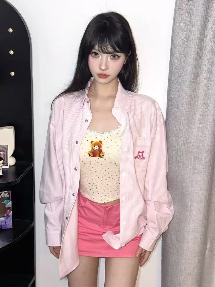 ストライプ シャツ ゆったりシルエット ストライプ柄 シャツ