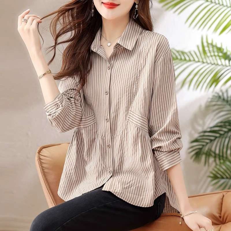 ストライプ シャツ フェミニンストライプ デザインシャツ