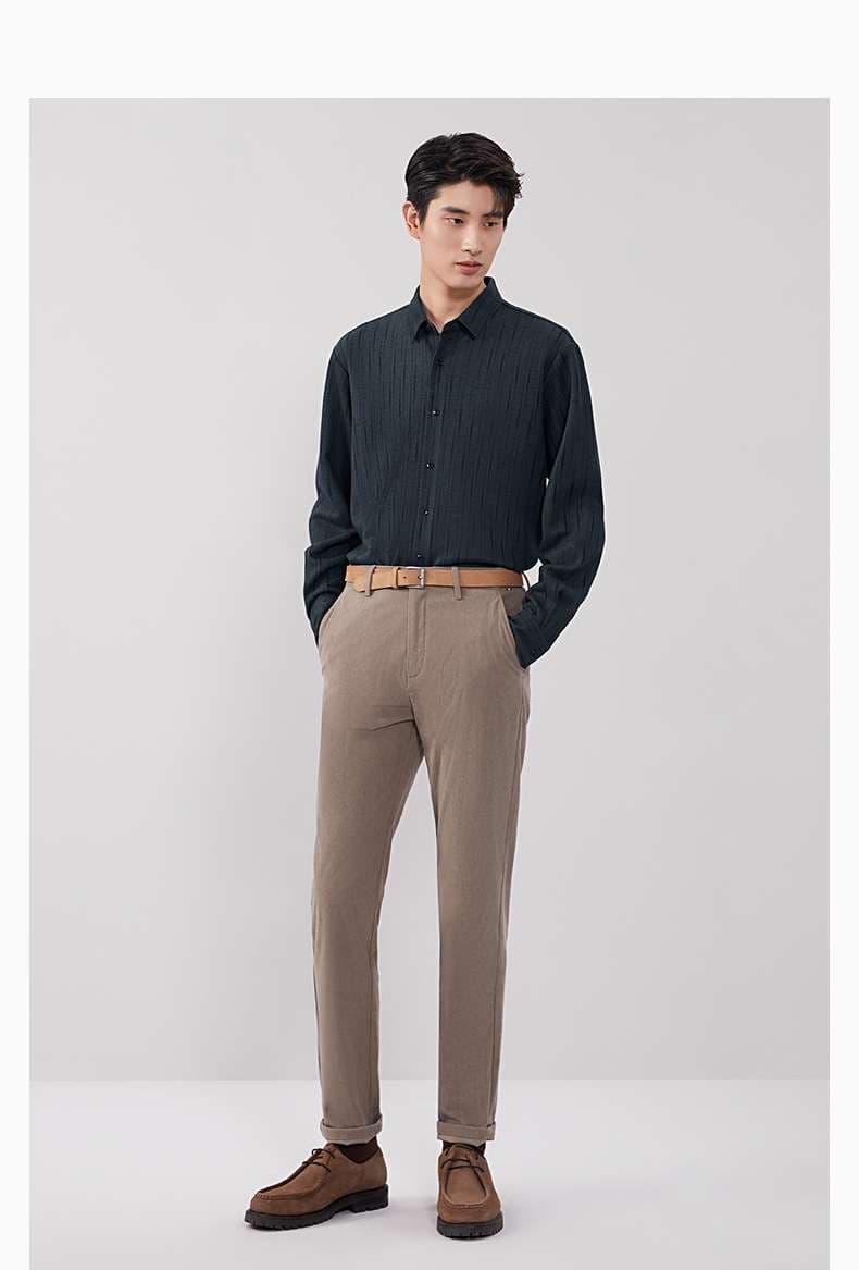 ストライプ シャツ 縦筋柄 シンプル 長袖シャツ