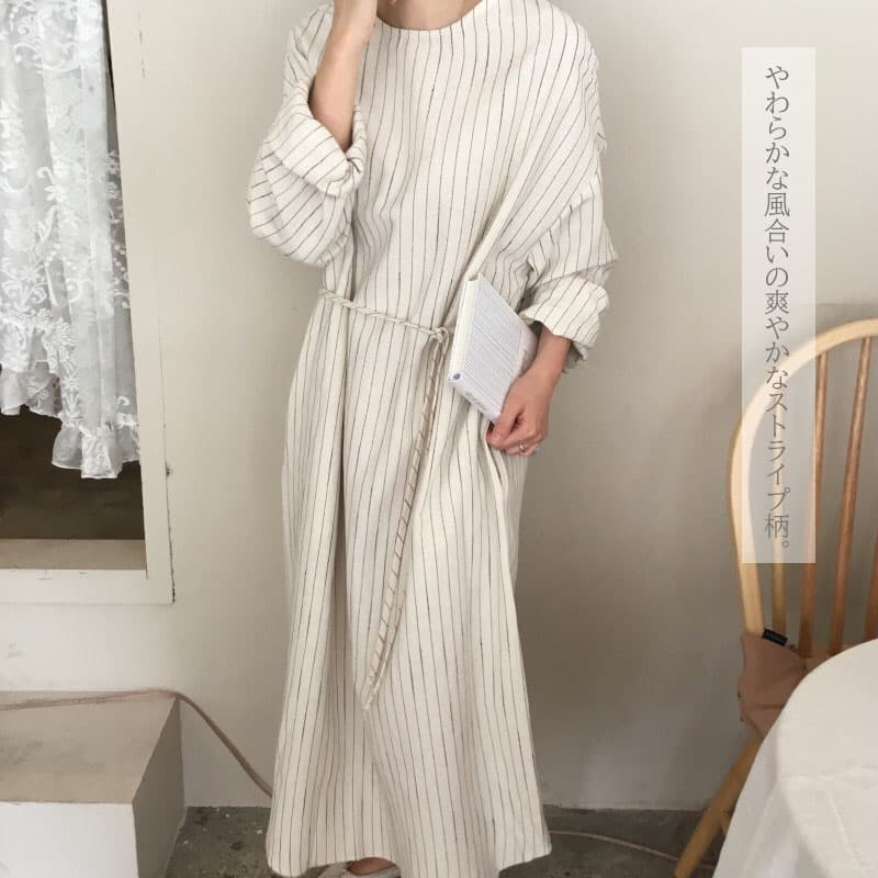 ストライプシャツ 秋冬新作 レディース ストライプワンピース 長袖 体型カバー ゆったり