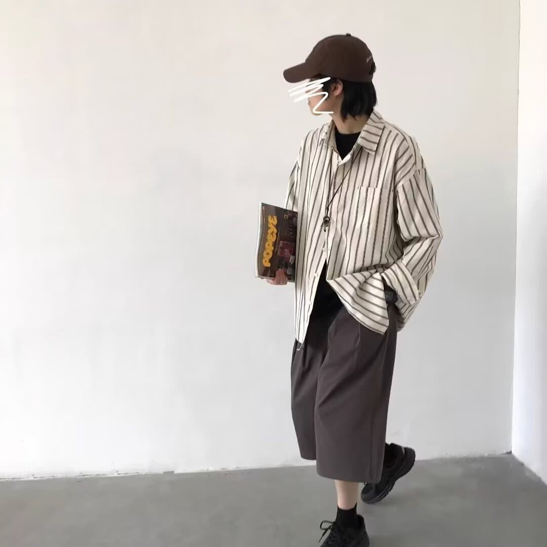 オーバーサイズ ストライプ シャツ