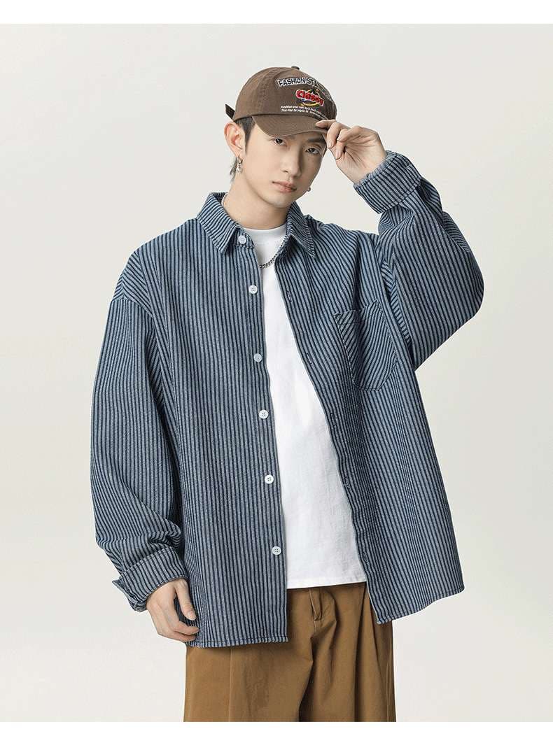 オーバーサイズ ストライプ シャツ