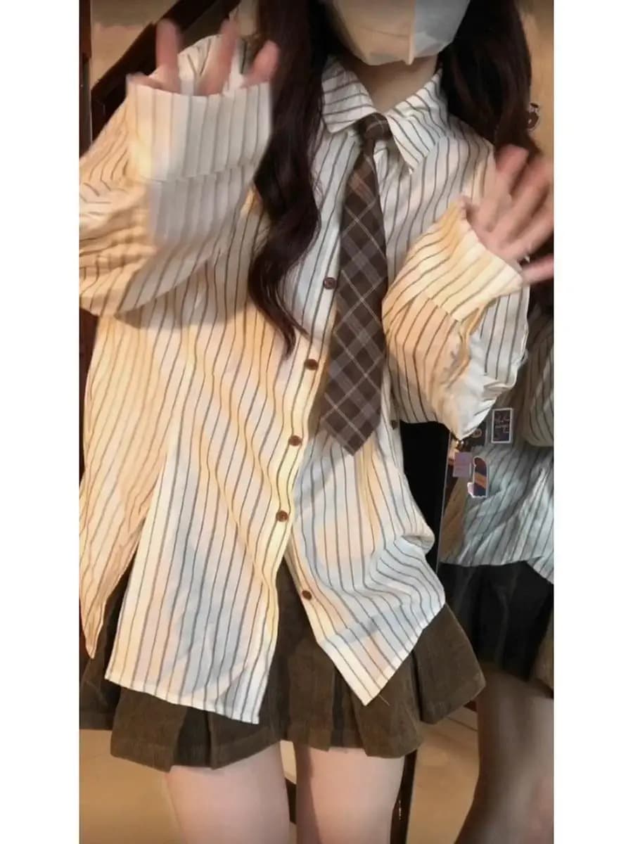 ストライプ シャツ スクールガール風ストライプ柄シャツ