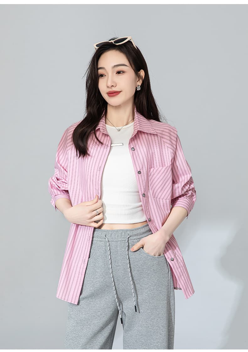 ストライプ シャツ ストライプ柄 きれいめ 長袖シャツ