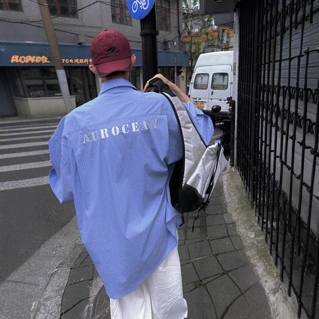 ストライプ シャツ ゆったりストライプ オーバーシャツ