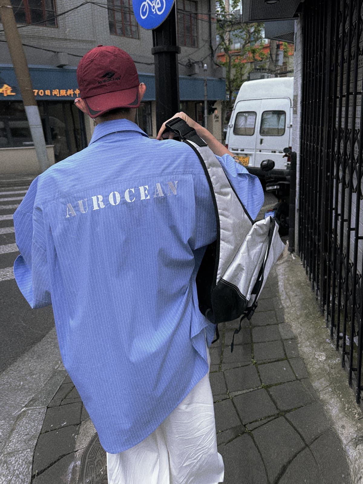 ストライプ シャツ ゆったりストライプ オーバーシャツ