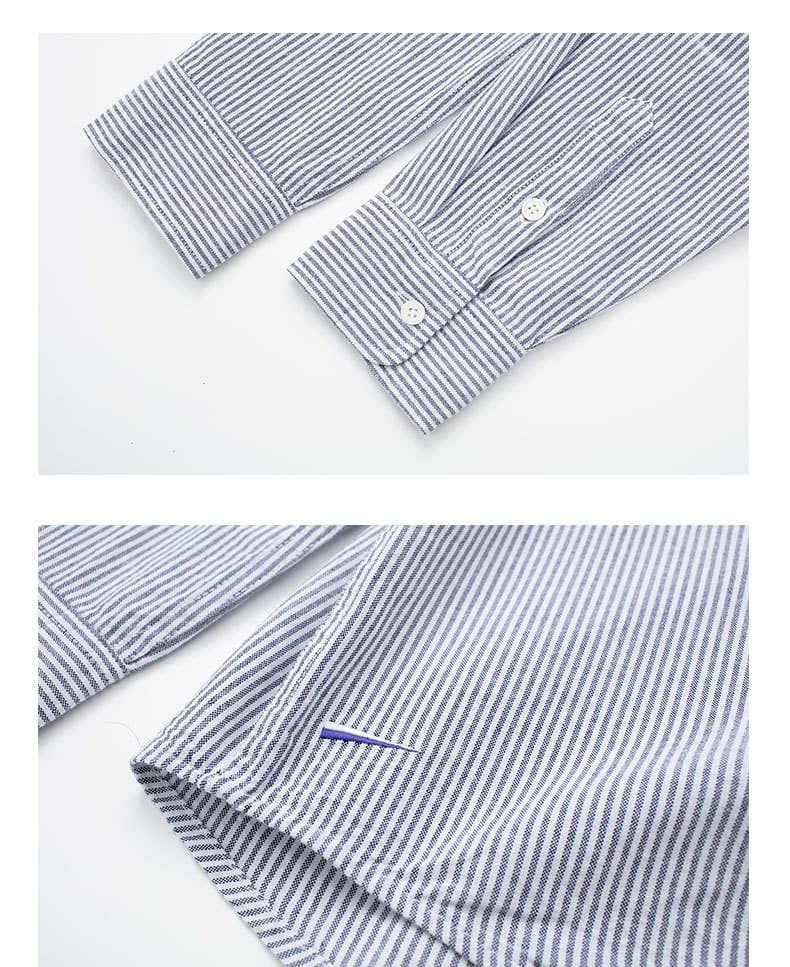 ハート刺繍入りストライプ シャツ