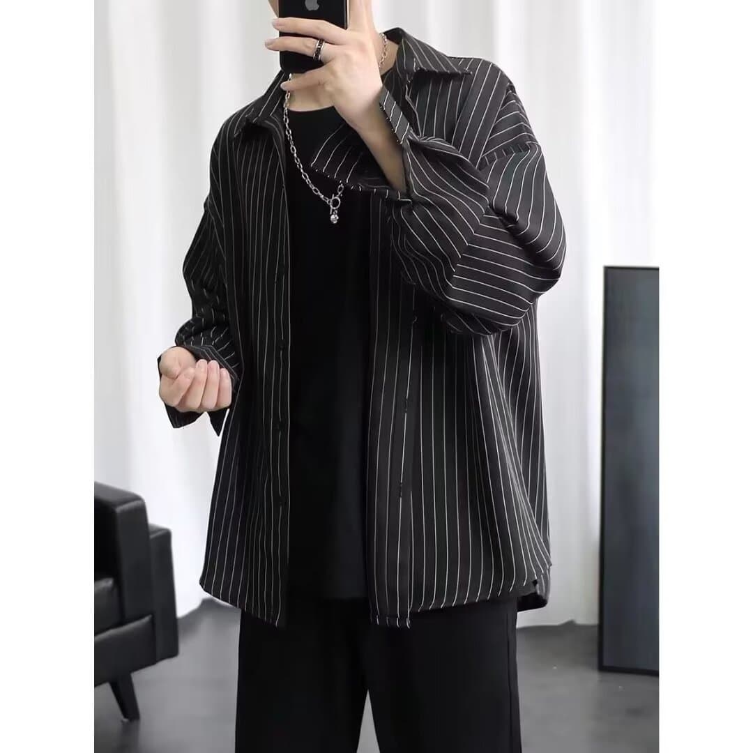 ゆったりシルエット ストライプ シャツ