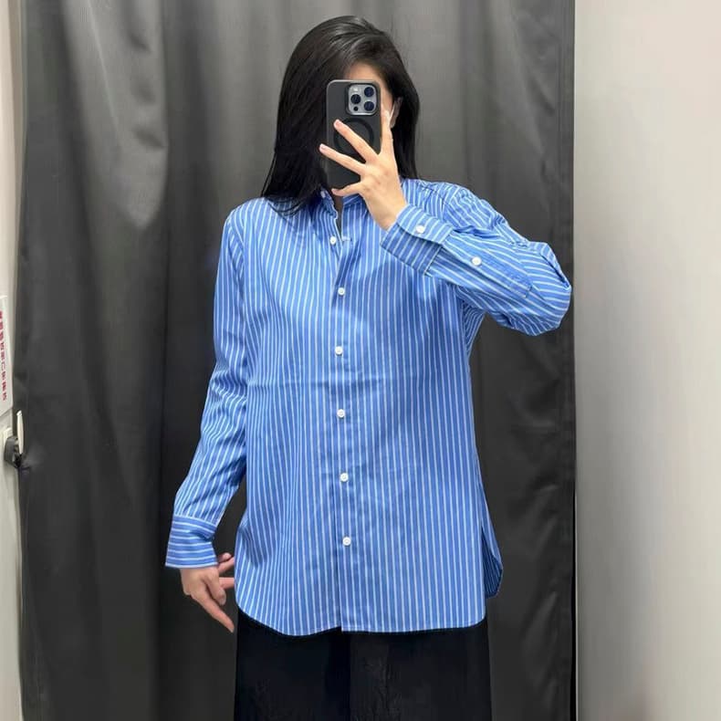 ストライプ シャツ ベーシックロングストライプシャツ