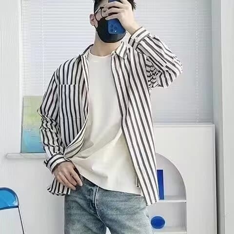 ストライプシャツ 縦縞柄リラックスシャツ