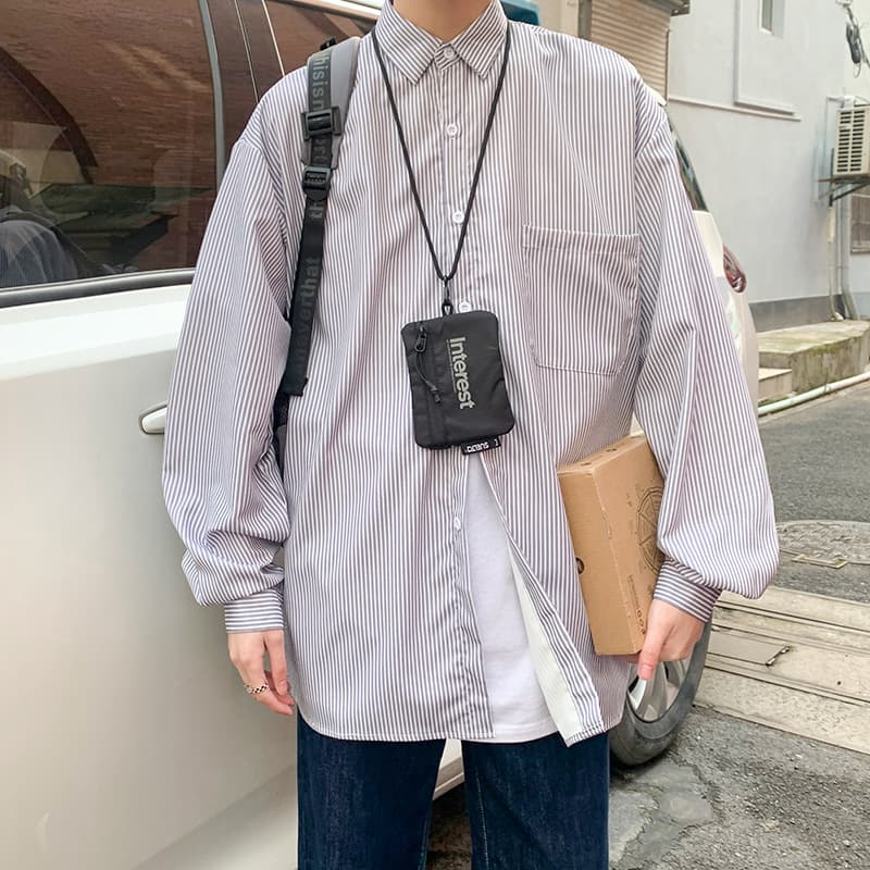 オーバーサイズ ストライプ シャツ 