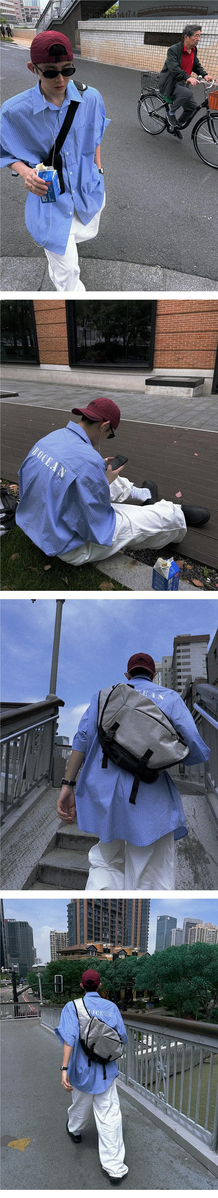 ストライプ シャツ ゆったりストライプ オーバーシャツ