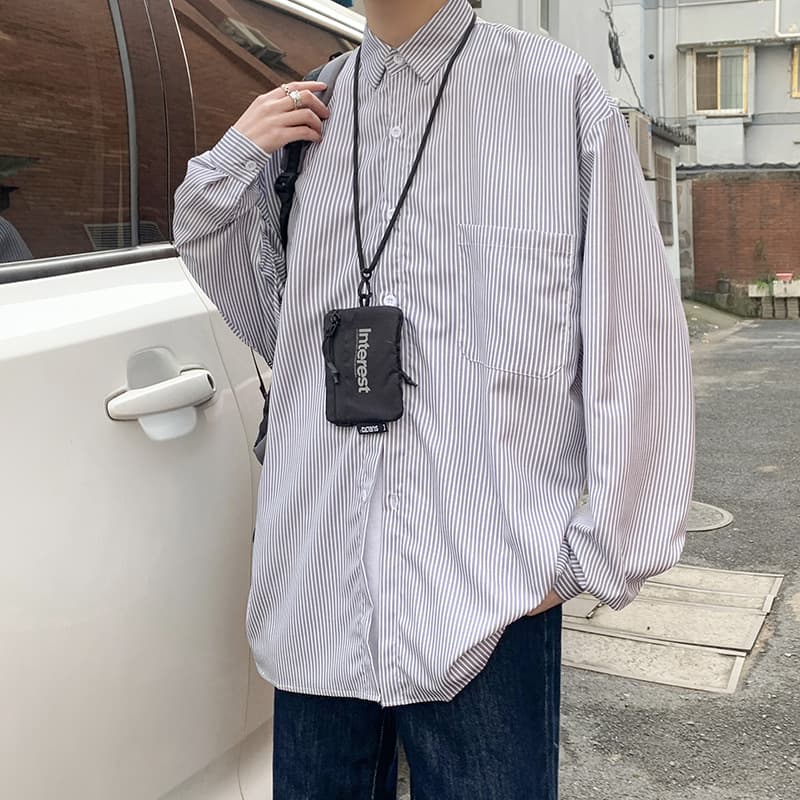 オーバーサイズ ストライプ シャツ 