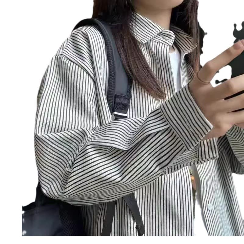 ストライプ シャツ クラシカル ストライプ ドロップショルダーシャツ