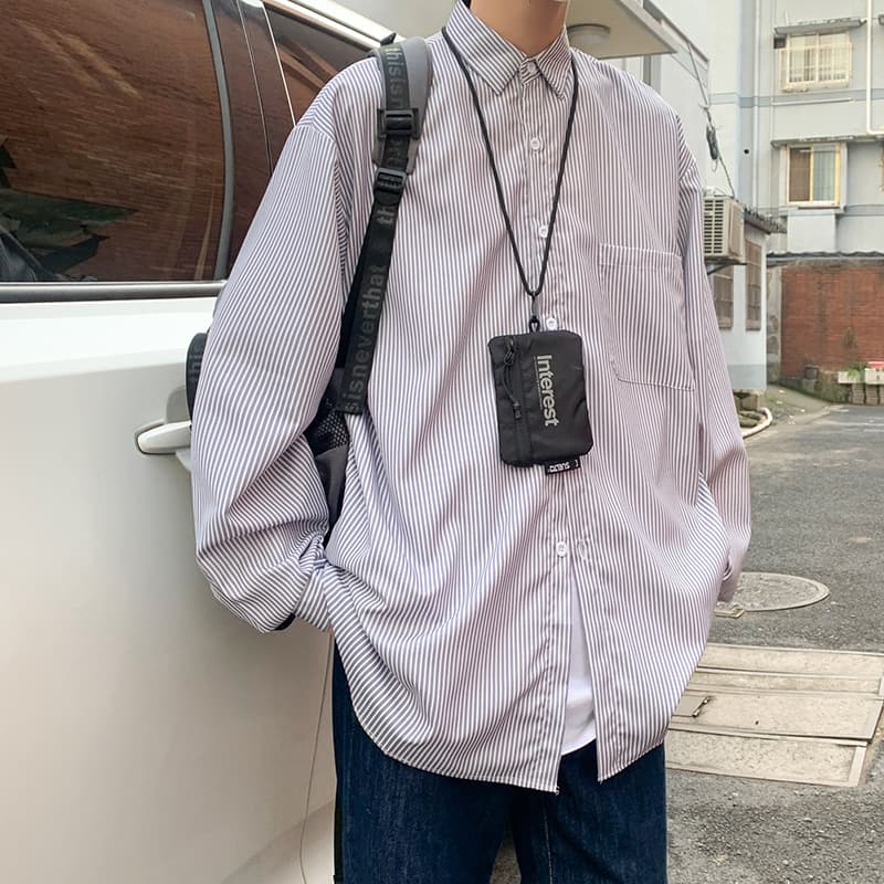 オーバーサイズ ストライプ シャツ 