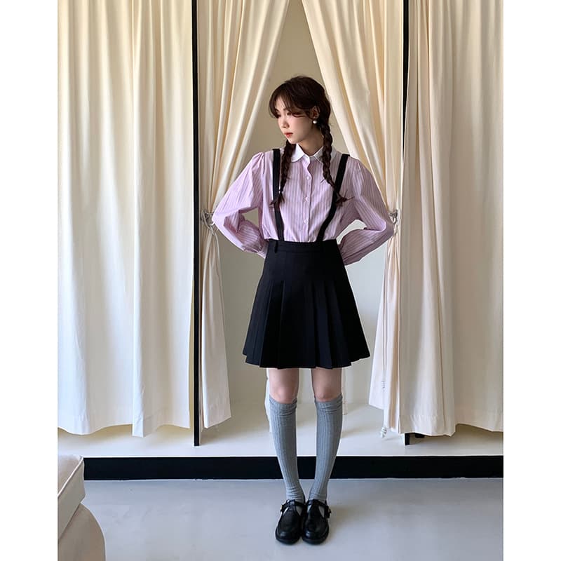 ストライプ シャツ クラシカル ピーターパン ストライプブラウス