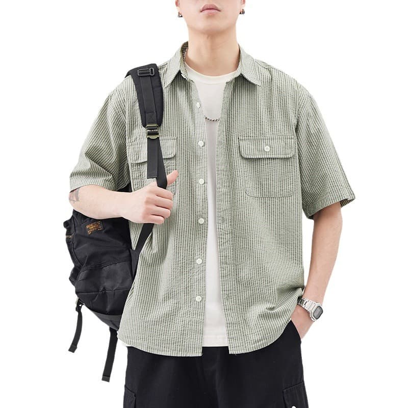 夏向き 薄手 サマーストライプ シャツ