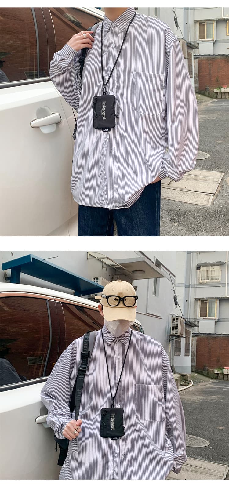 オーバーサイズ ストライプ シャツ 