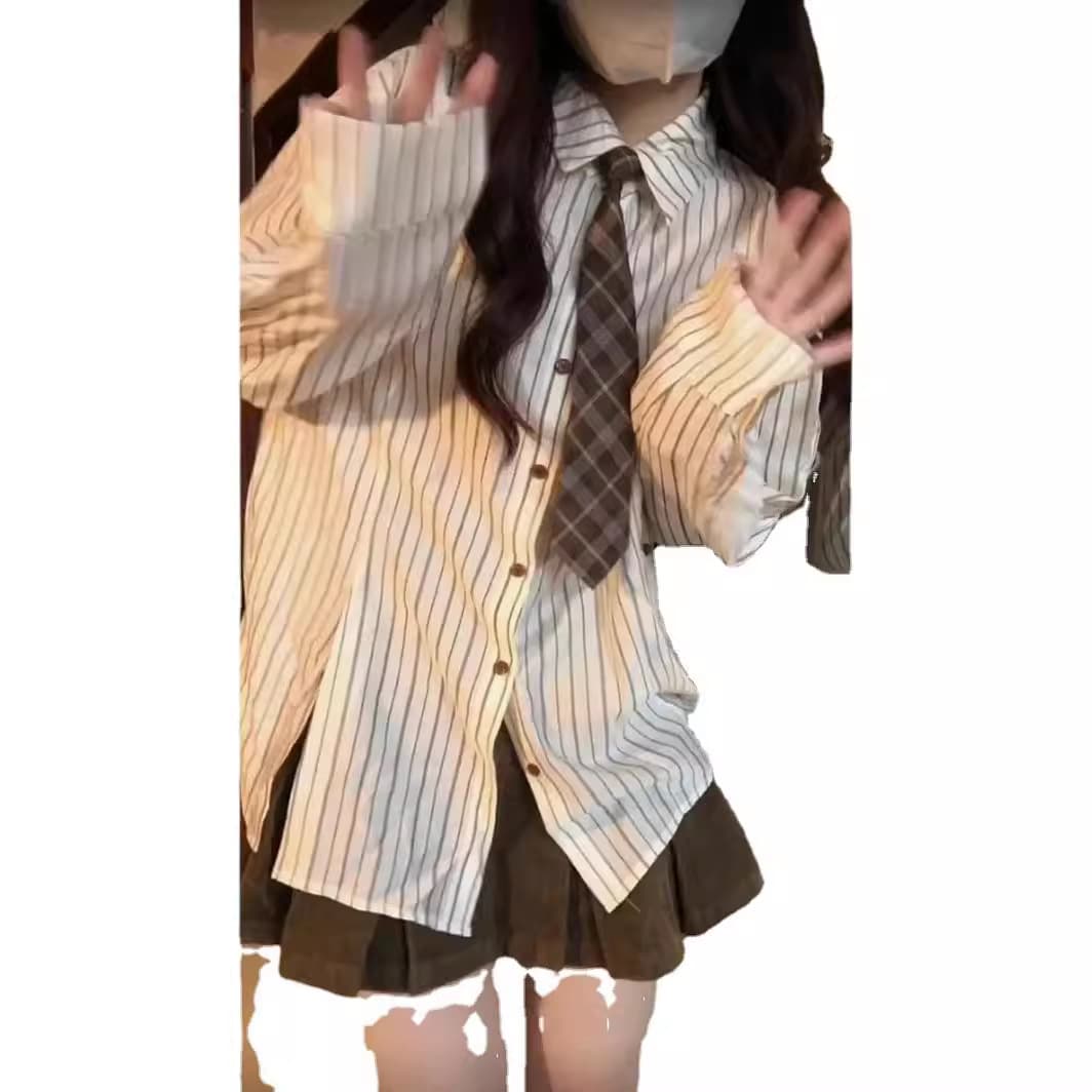 ストライプ シャツ スクールガール風ストライプ柄シャツ
