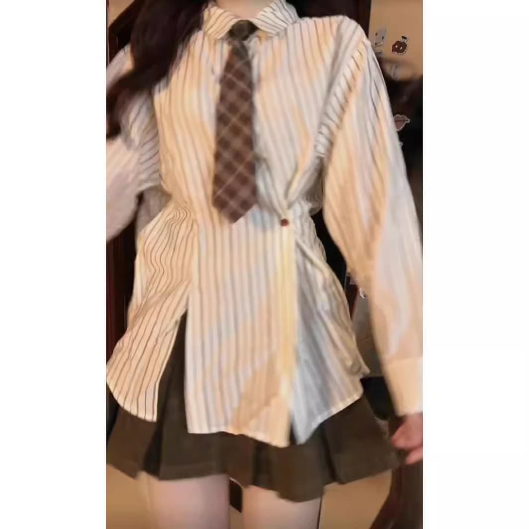 ストライプ シャツ スクールガール風ストライプ柄シャツ