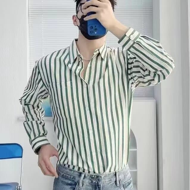 ストライプシャツ 縦縞柄リラックスシャツ