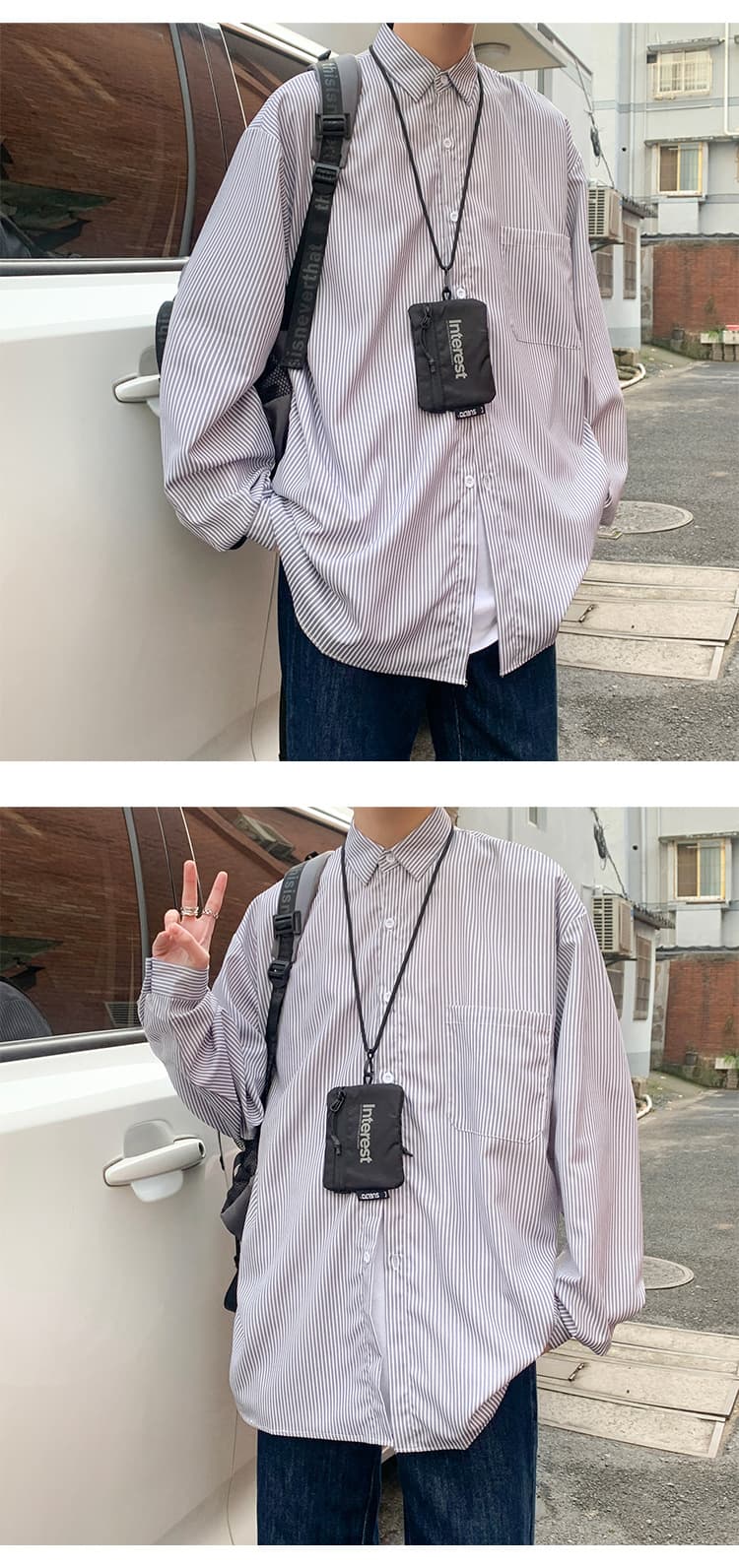 オーバーサイズ ストライプ シャツ 