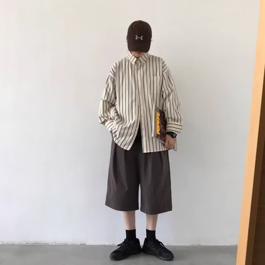 オーバーサイズ ストライプ シャツ