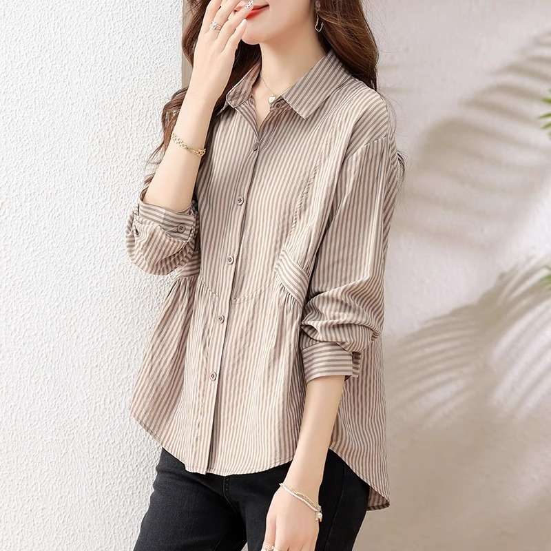 ストライプ シャツ フェミニンストライプ デザインシャツ