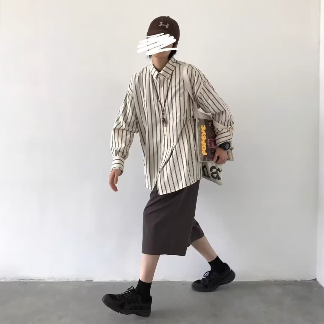 オーバーサイズ ストライプ シャツ