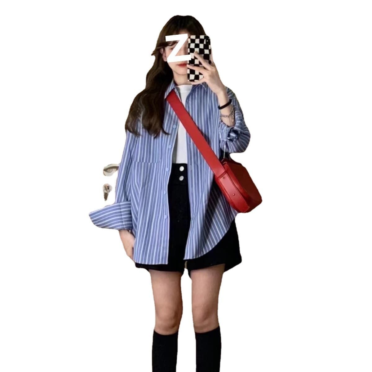 ストライプ シャツ シンプルストライプロングシャツ